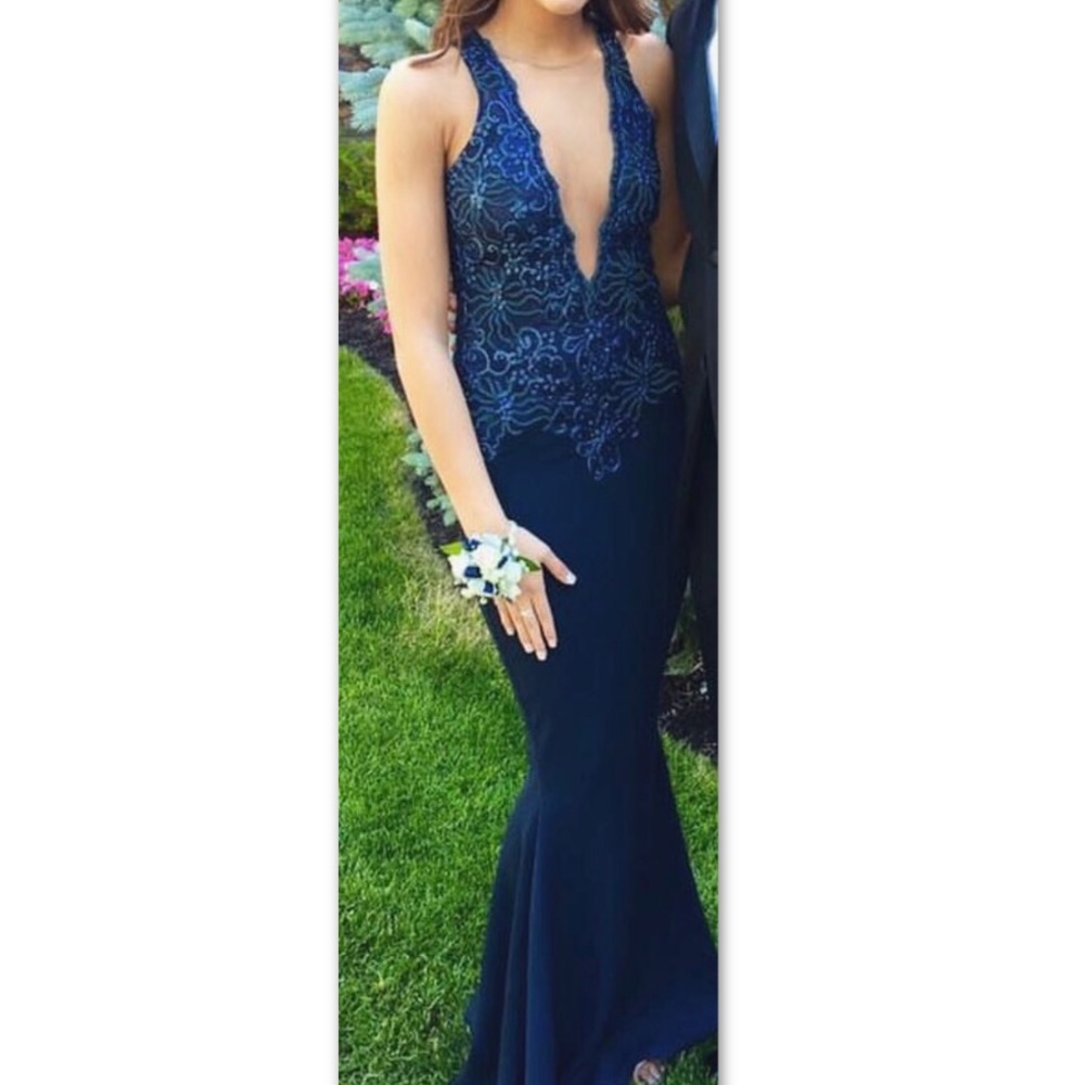 baccio Alitze Painted Caviar Long Dress In Blue